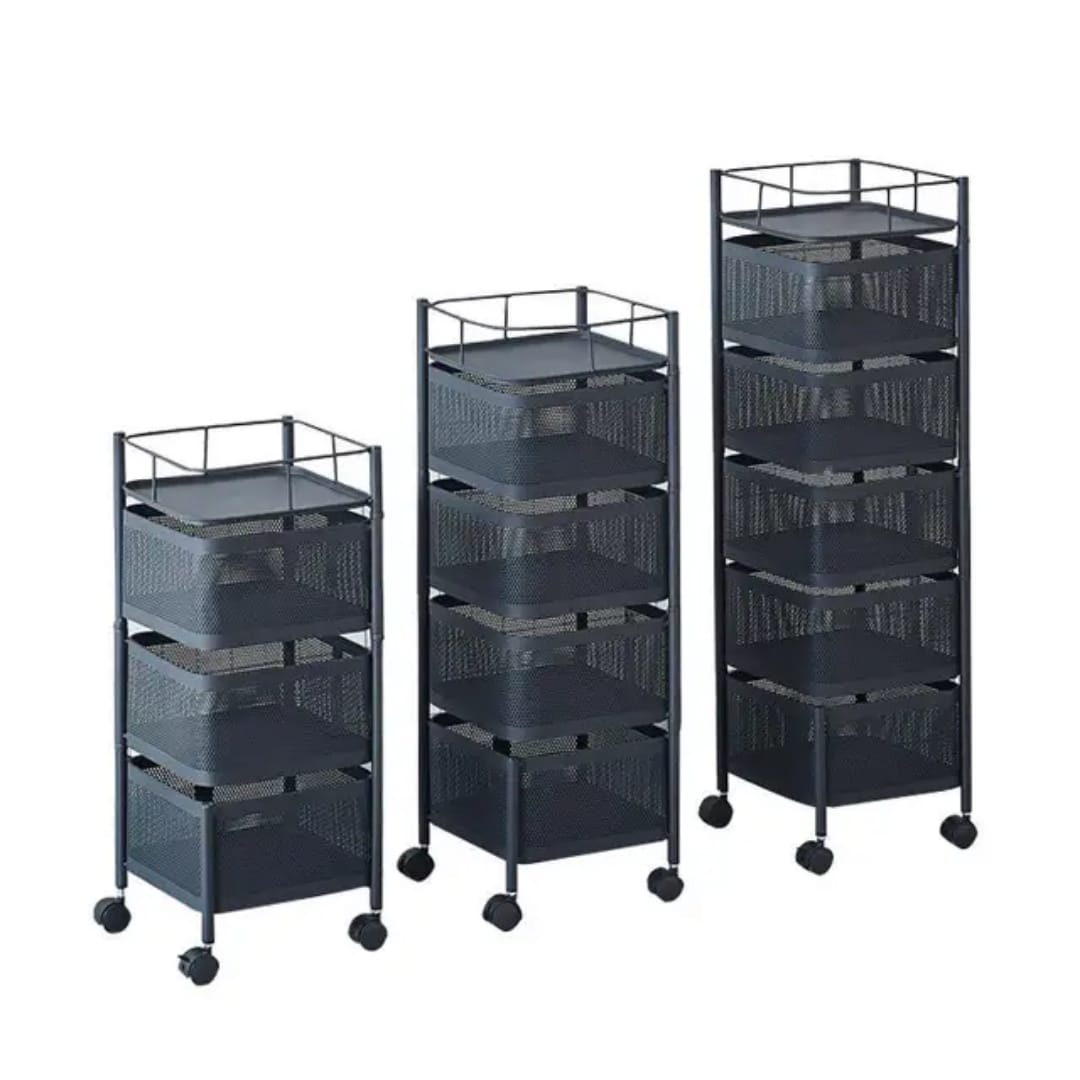 Square Fruit Rotating Rack With Wheels