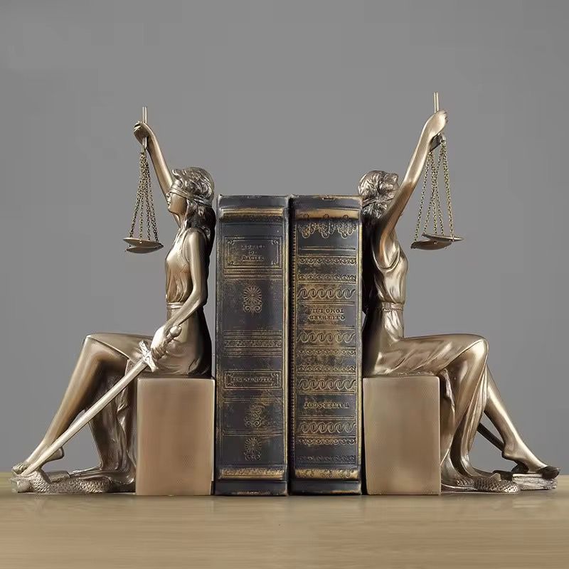 Goddesses Justice Bookends Statues, Greek Lady of Justice Book End, Roman Goddess of Justice Book Stopper Gift for Lawyer Attorney Judge Book Decoration 10999/-