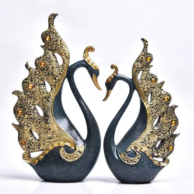 European Couple Swan Ornament Crafts Wedding Gift Home Desk Figurines