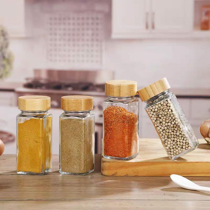 29 pcs set glass storage jars with bamboo lud
