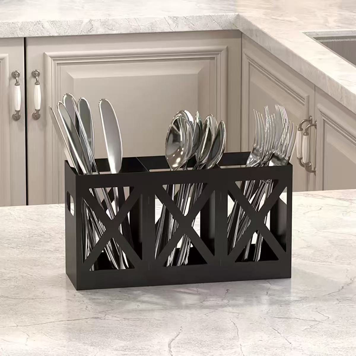 3-Compartment Cutlery Holder Organizer