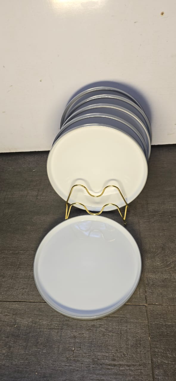 6Pcs High Quality White and Grey Ceramic Plates
