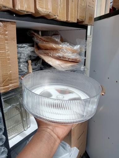 Ribbed acrylic lazy Susan/cosmetic organizer .
