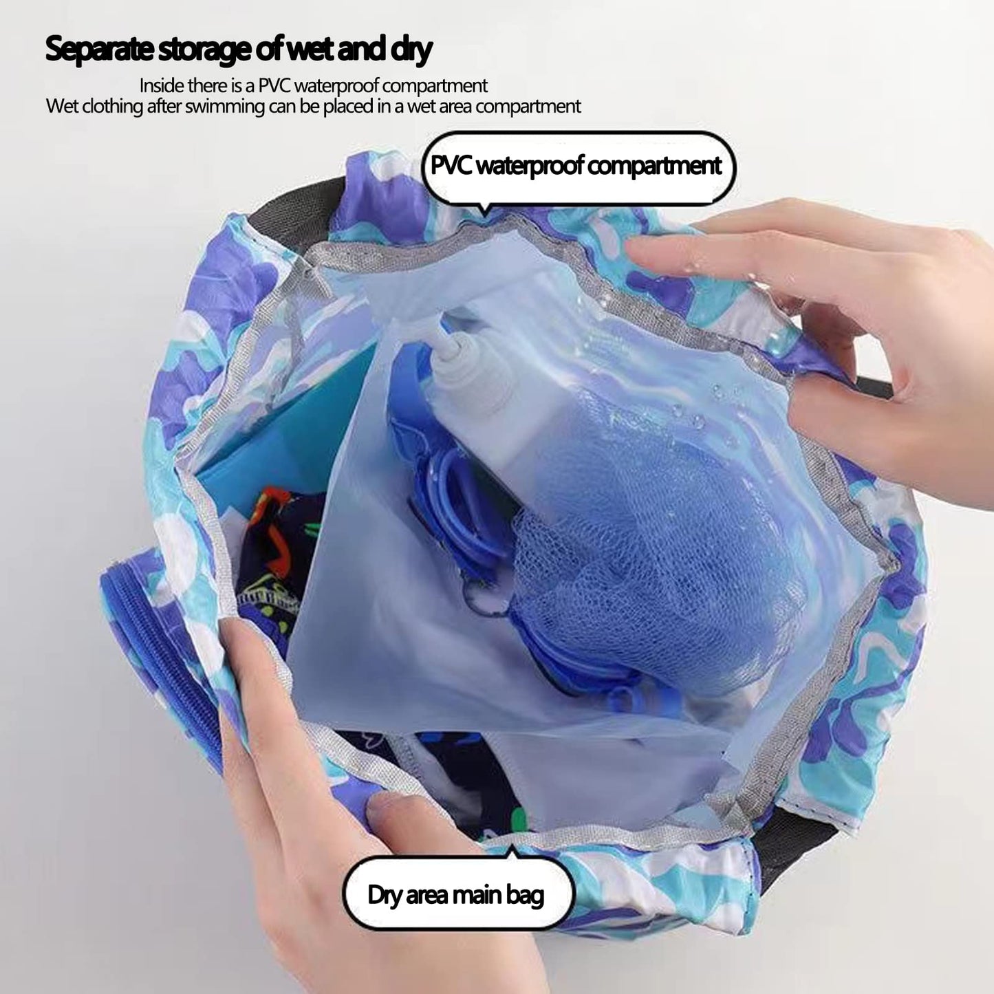 Kids swimming bags with goggles slot and shoe compartment