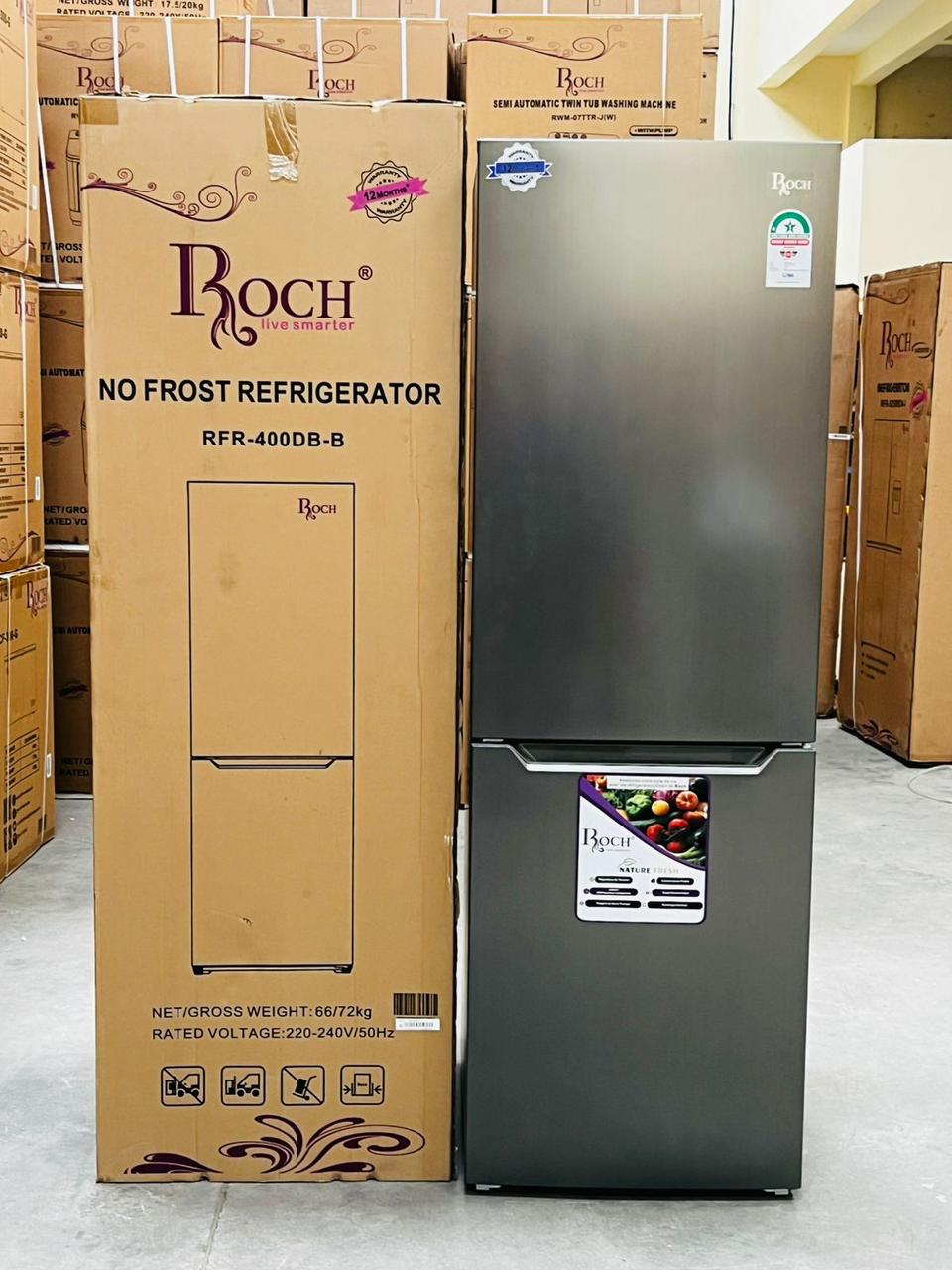 Roch No Frost ( *RFR-400DB-B *) Double Door Fridge with Bottom Load Freezer- 330 Ltrs