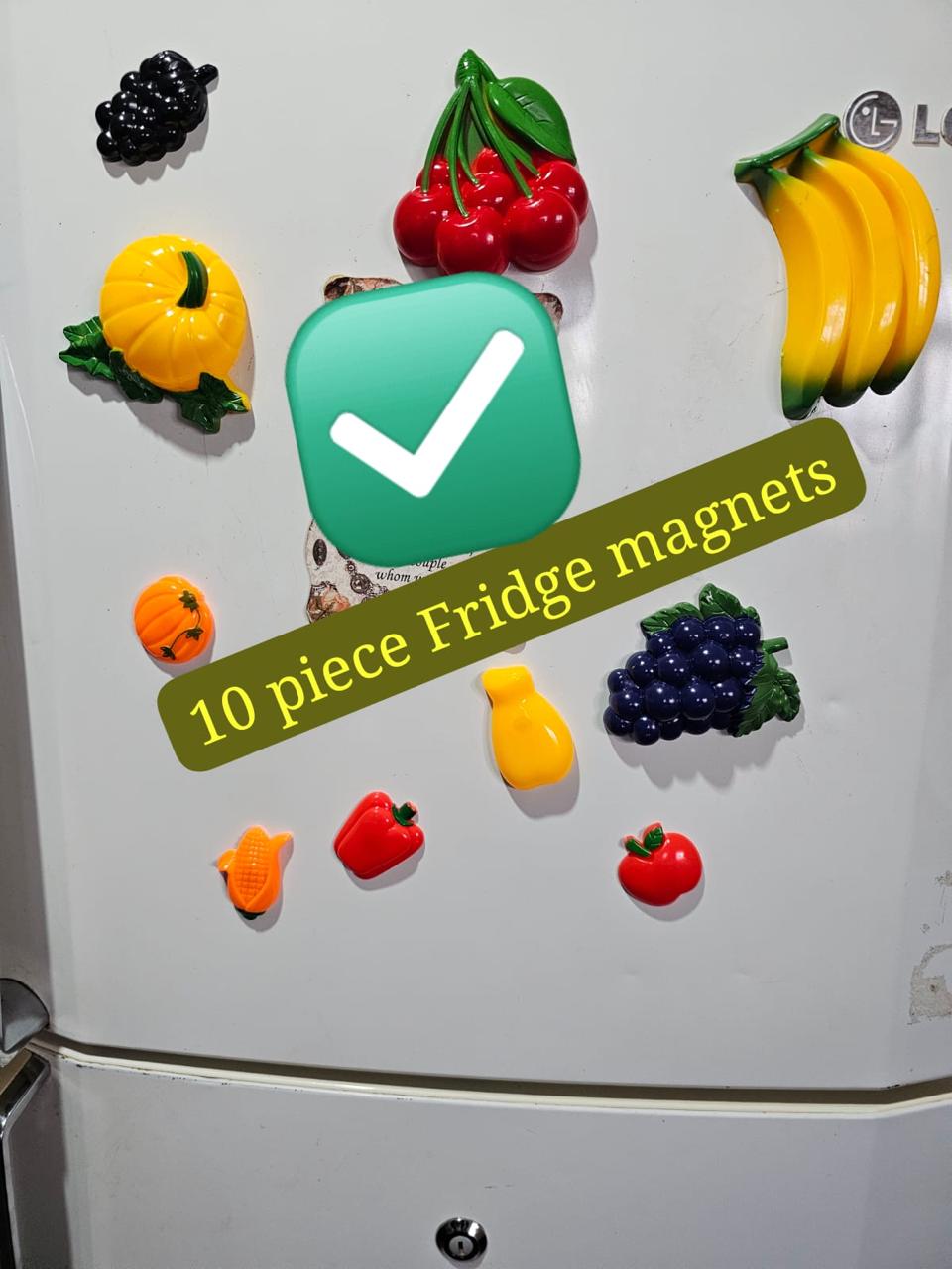 Sticker 10 piece Cute Decorative and Educational Magnetic Fruit and vegetables Fridge Stickers/ Memo Holders