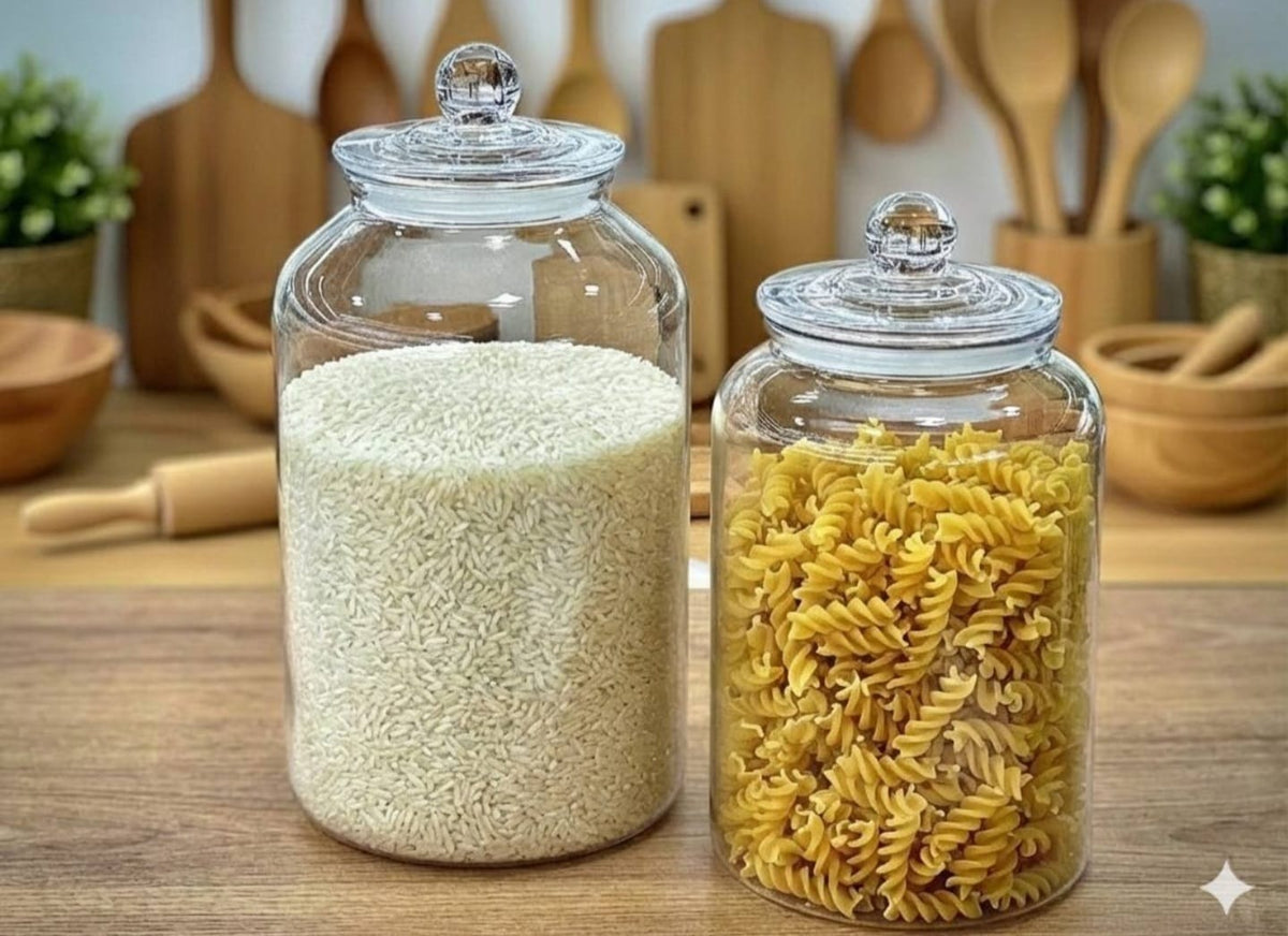 Clear Aclyric Storage Jars with Airtight Knob Lids