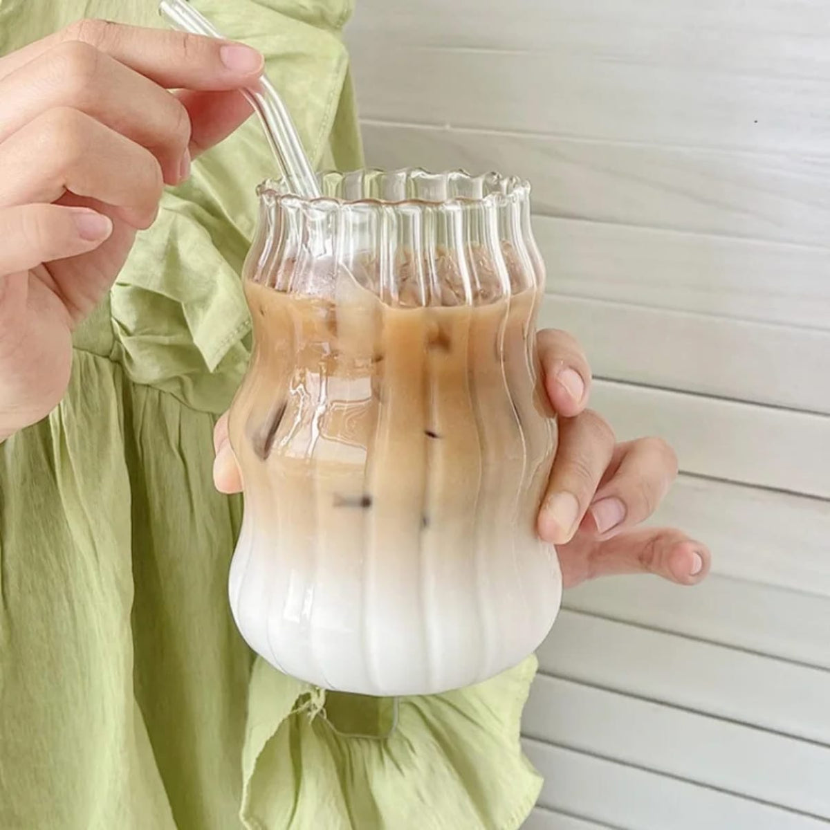 Textured Glass Bamboo Lid Tumbler