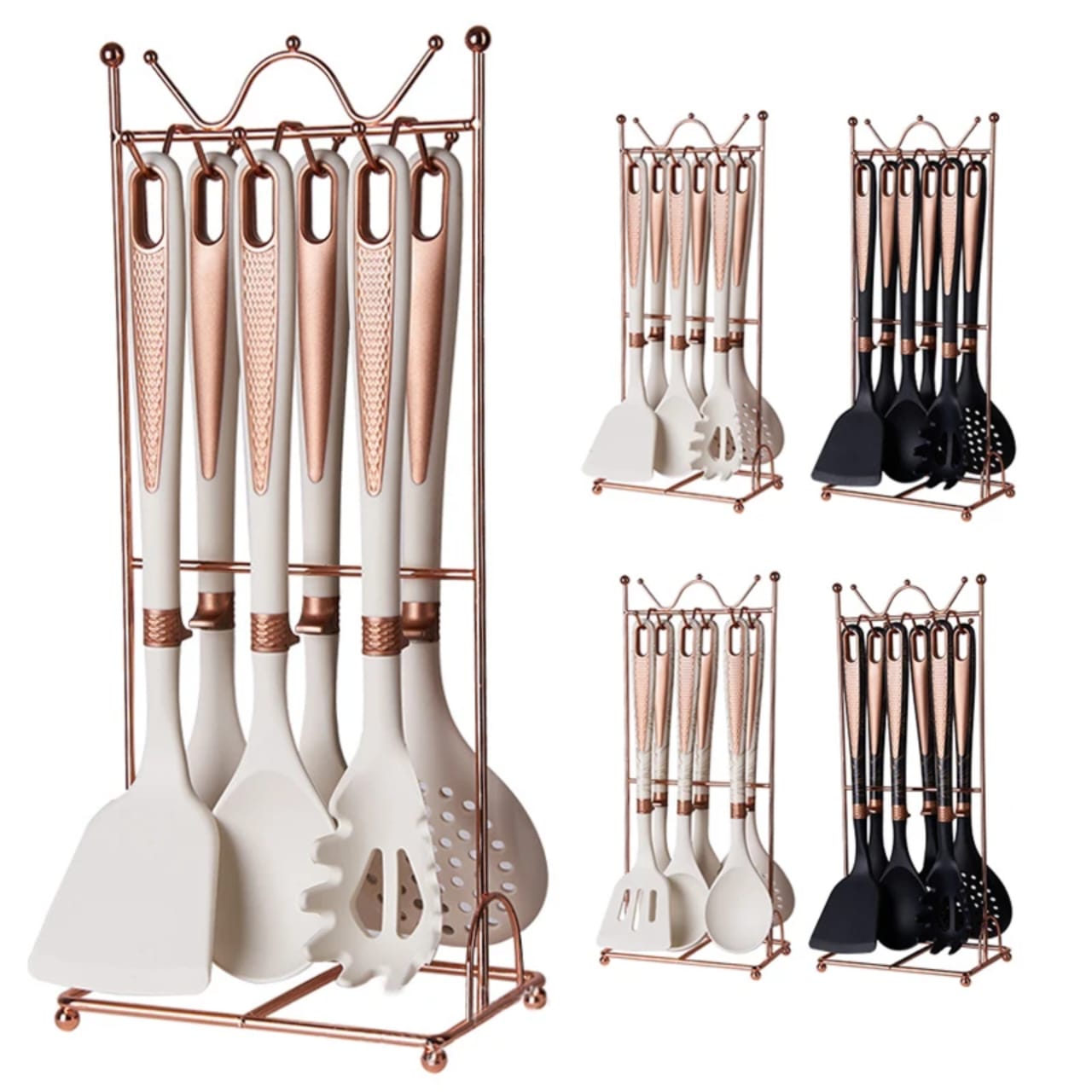 7pcs High Quality Silicon Kitchen eate set with storage Rack