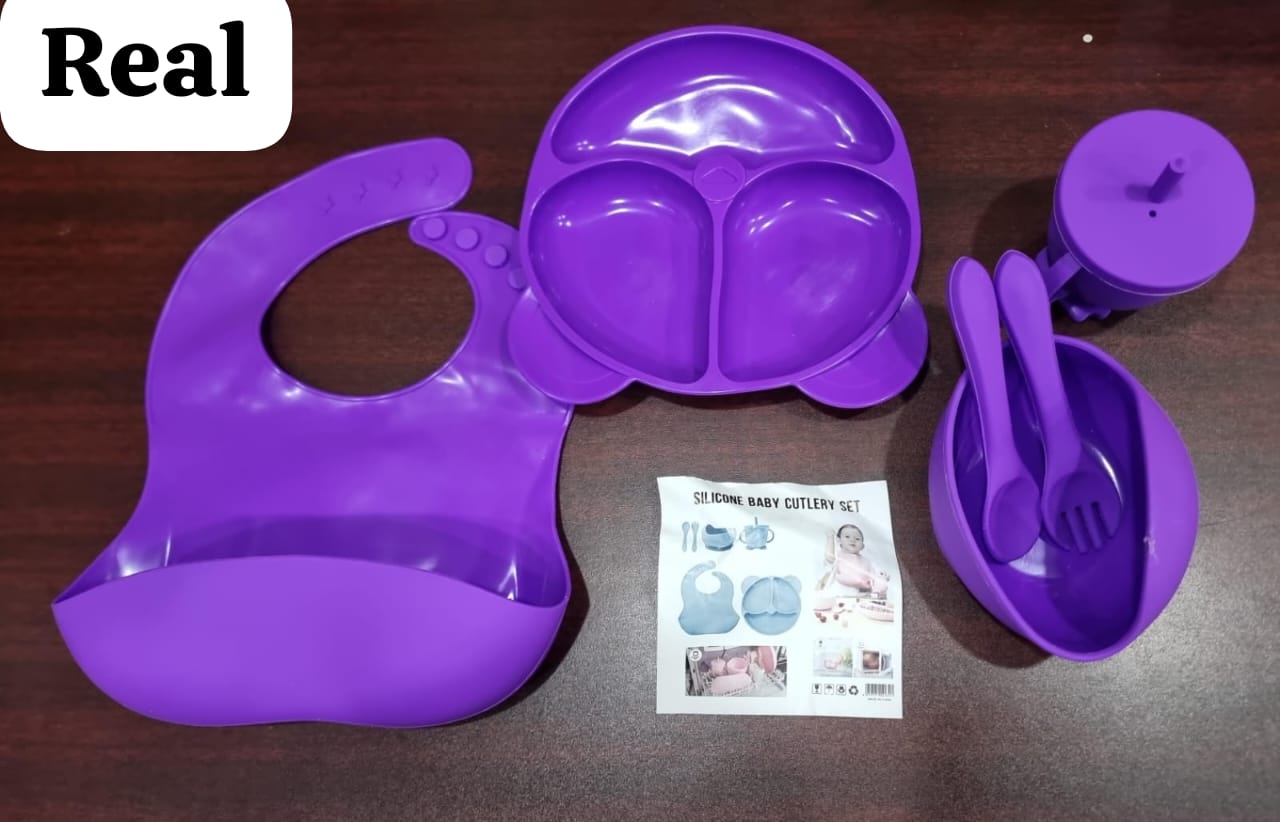 6pc Silicone baby feeding cutlery set
