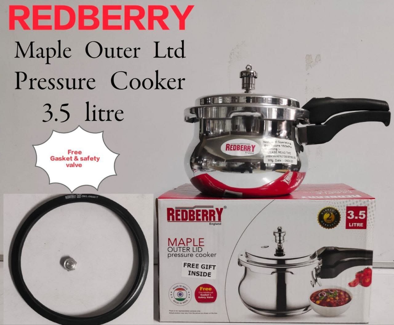 REDBERRY PREMIUM RANGE
ALUMINIUM MAPLE PRESSURE COOKER