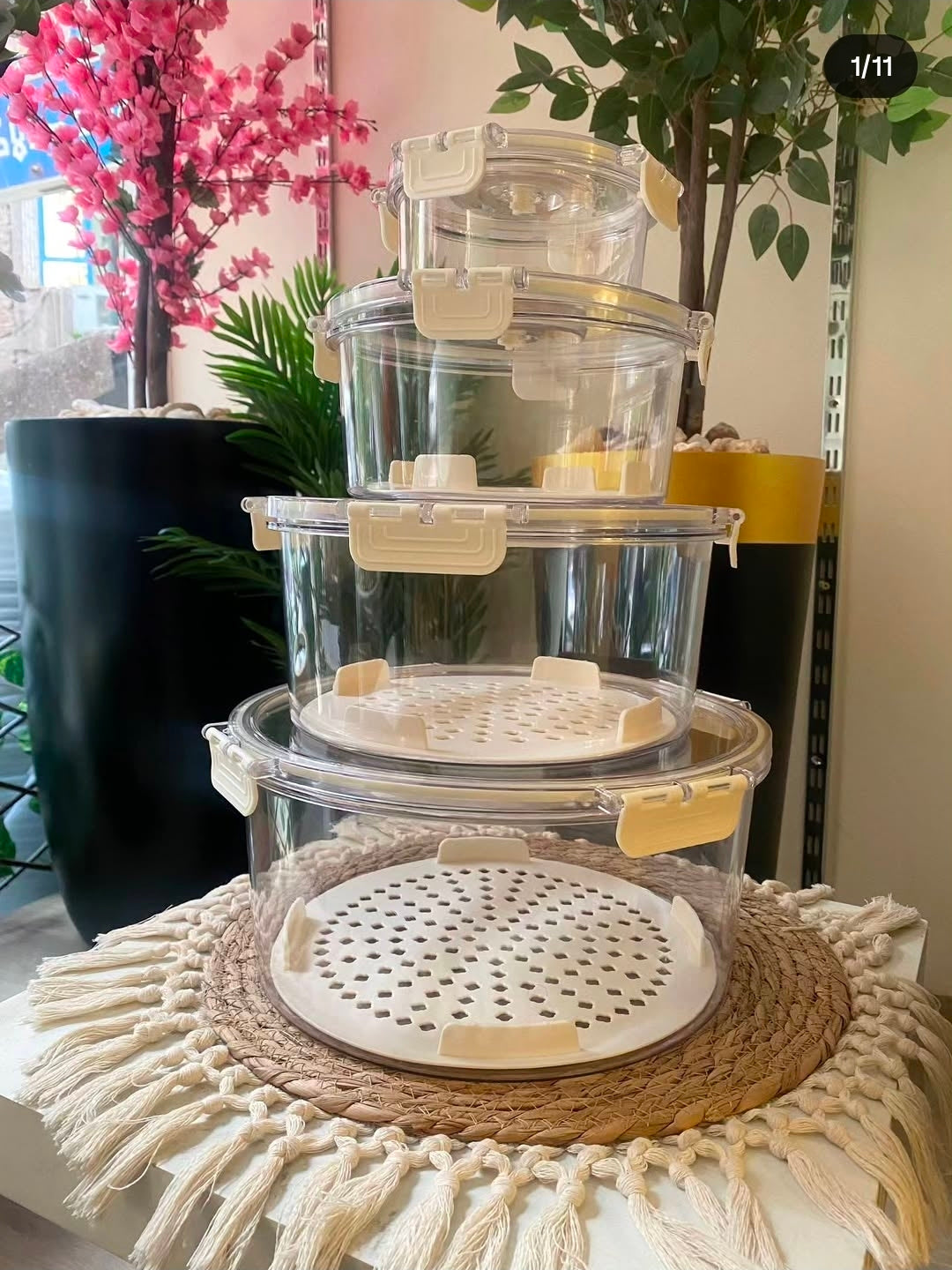 4 pcs circular Food grade eco-friendly moisture proof fridge/freezer fresh storage large capacity containers