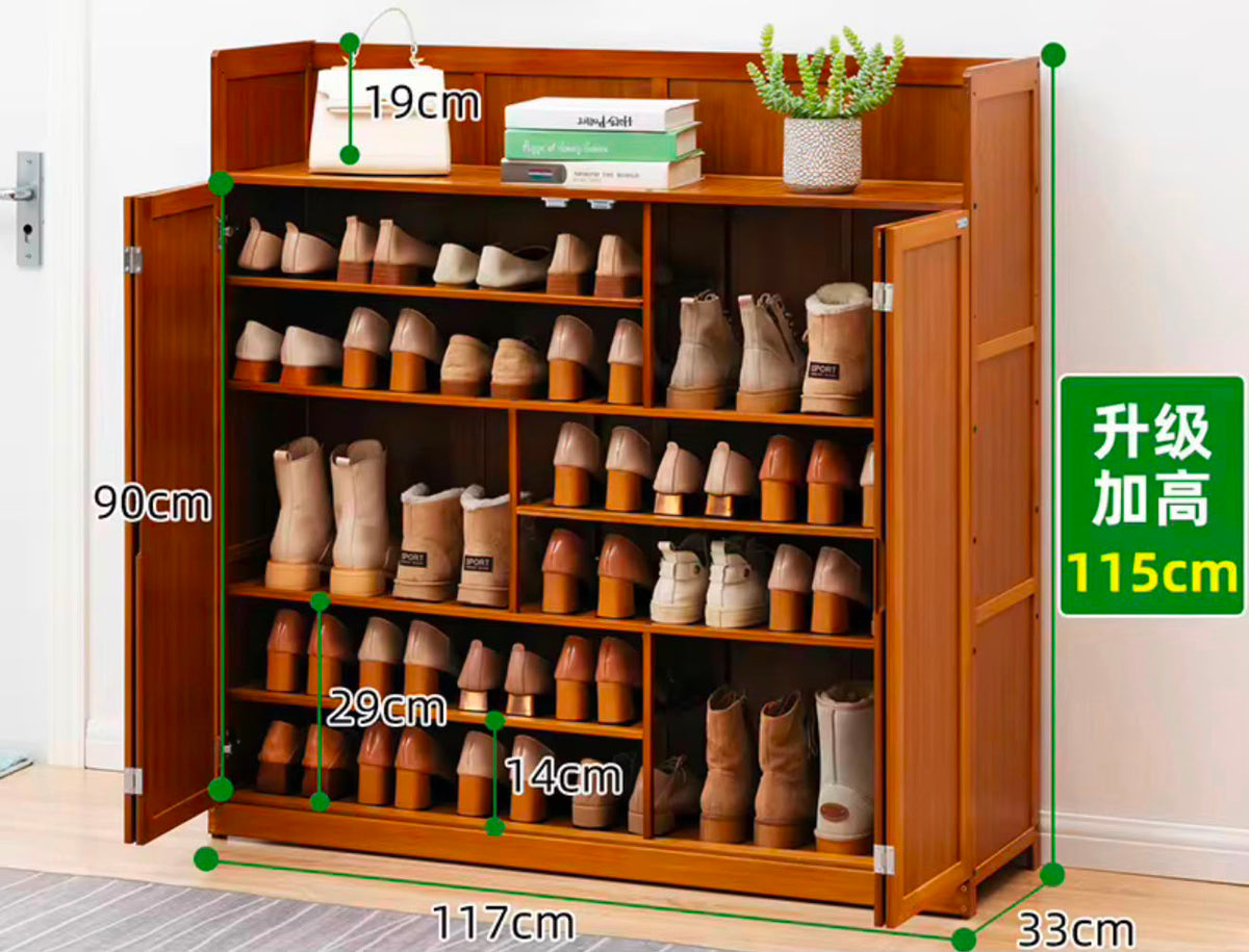 7Layer Varied Shoe Height Bamboo Shoe Cabinet