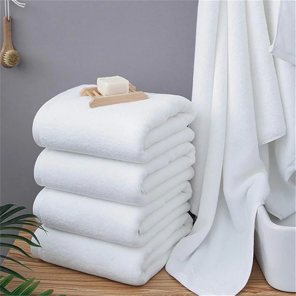 Camel White Large Bath Towel