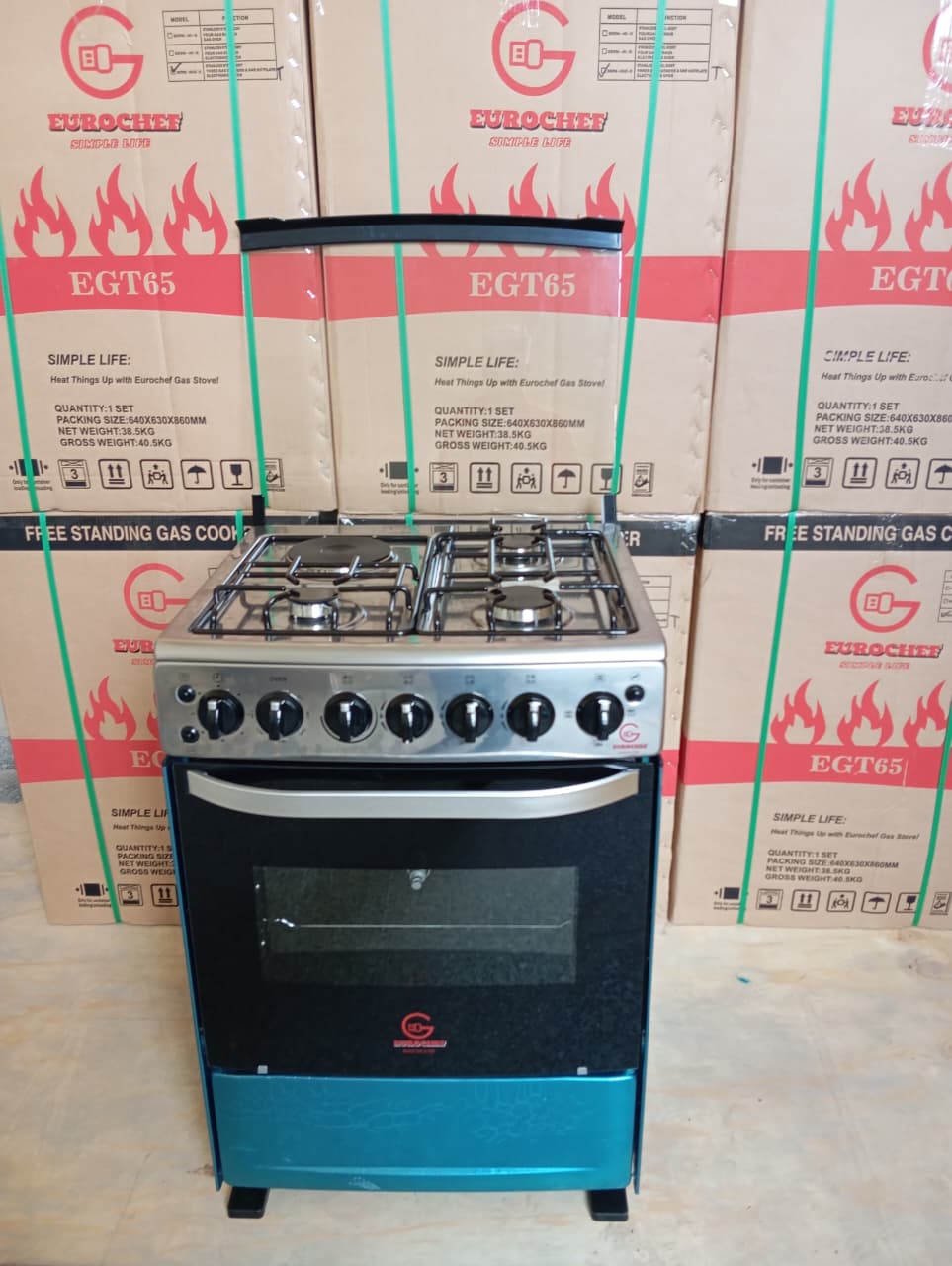 60*65 Eurochef Free Standing 3 Gas Burner +1 Electric Cooker With electric Oven