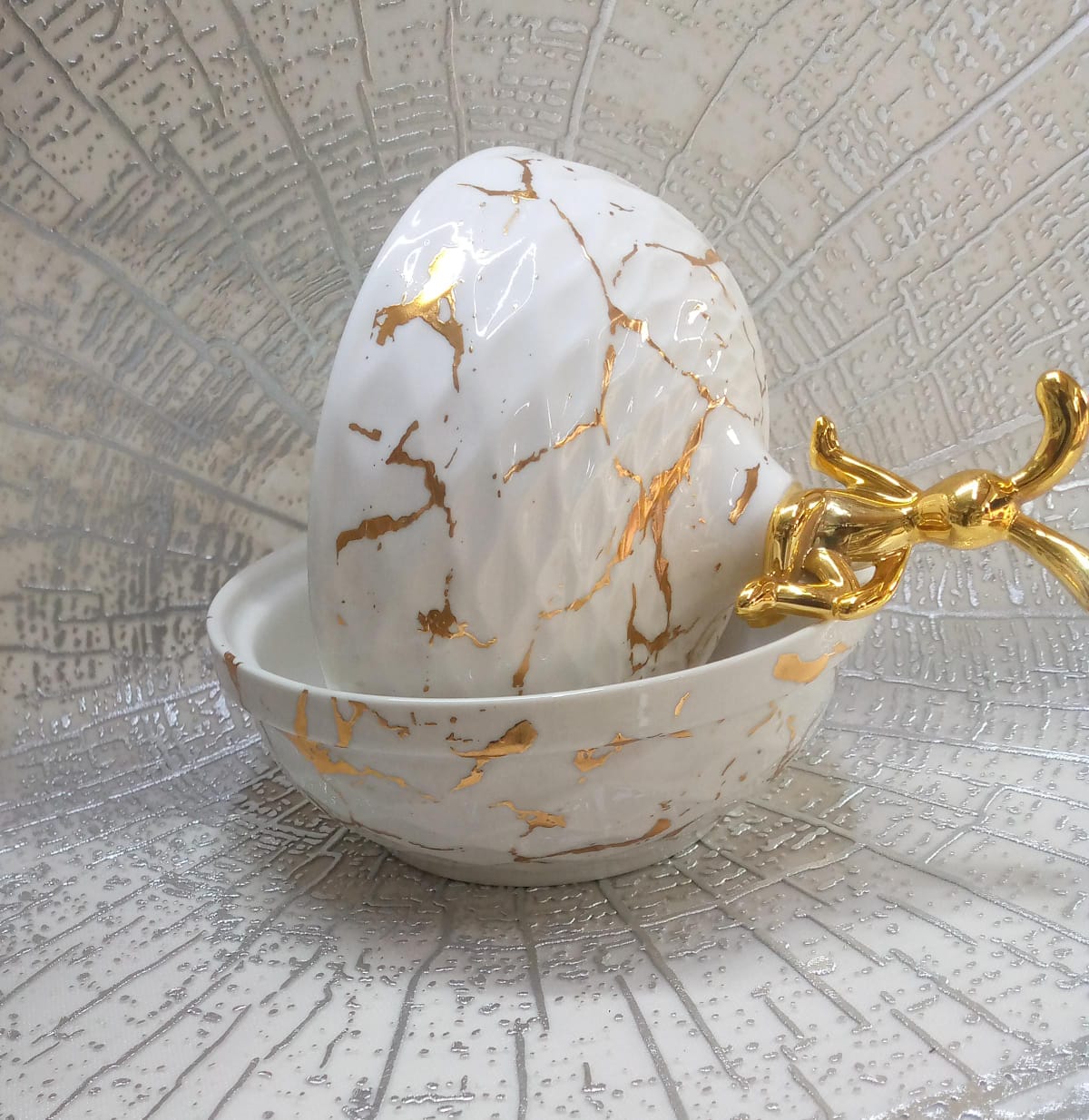 Ceramic sugar dish marble snack plate