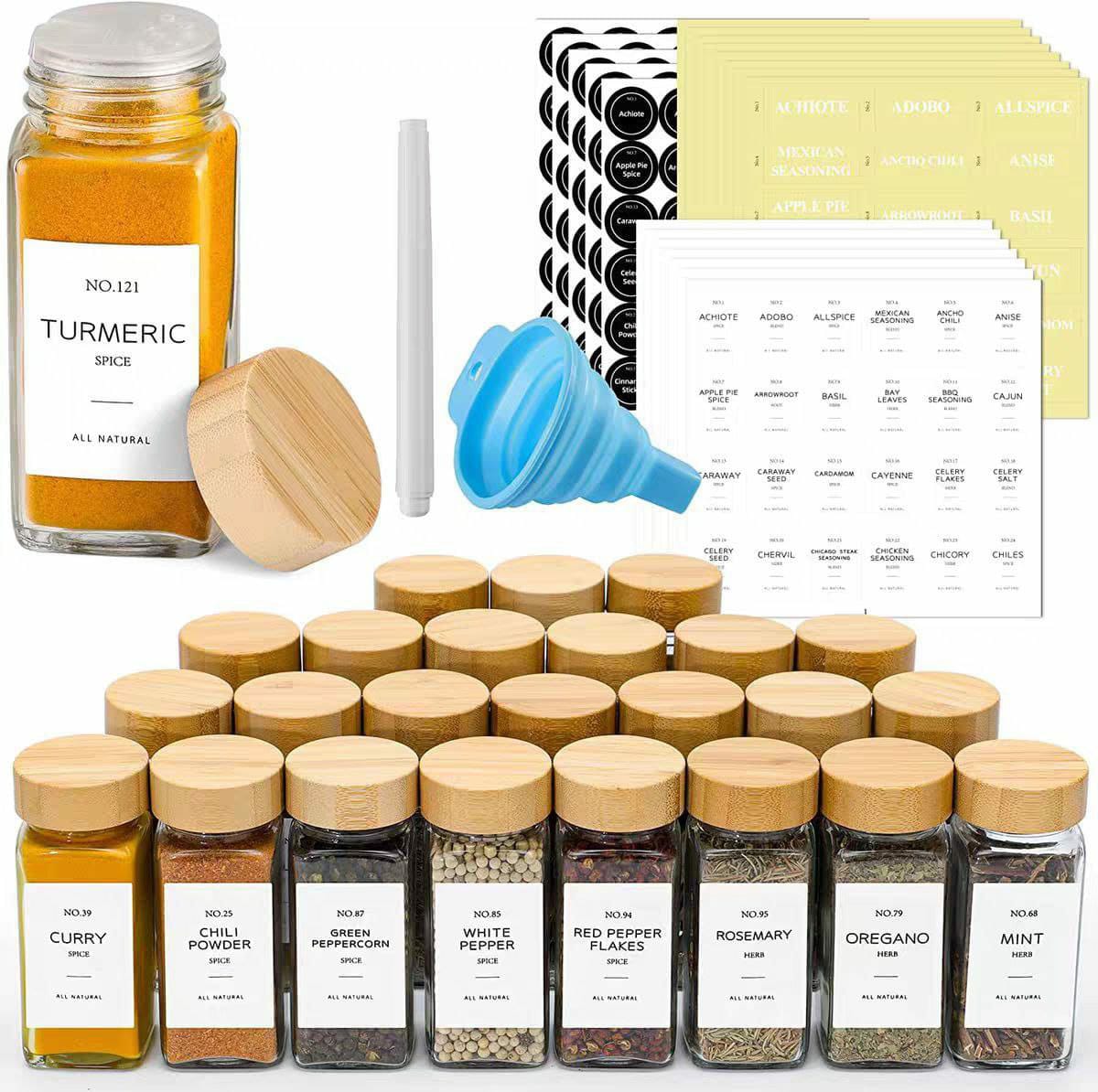 29 pcs set glass storage jars with bamboo lud