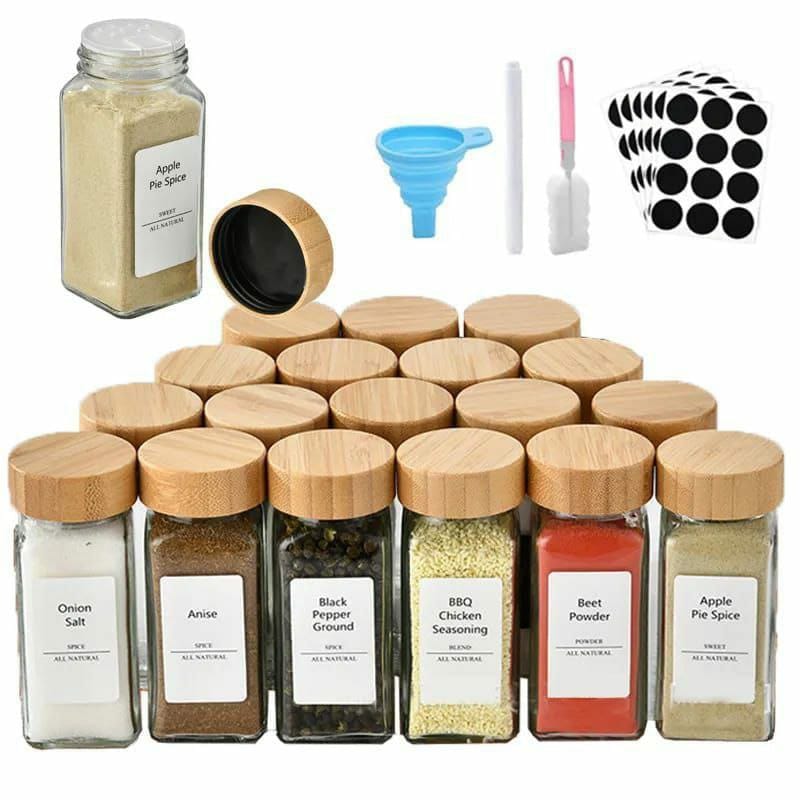 29 pcs set glass storage jars with bamboo lud
