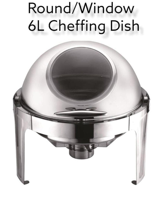 6litres silver Roll top with glass lid chaffing dish