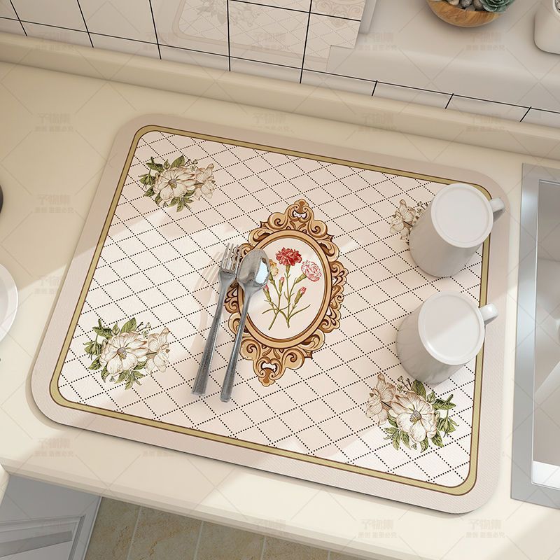 Absorbent dish drying mat