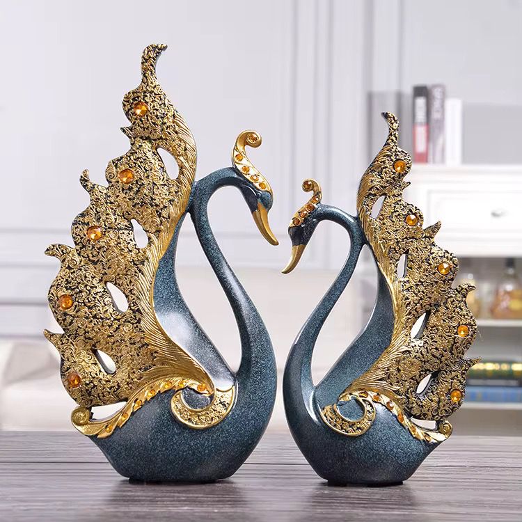 European Couple Swan Ornament Crafts Wedding Gift Home Desk Figurines