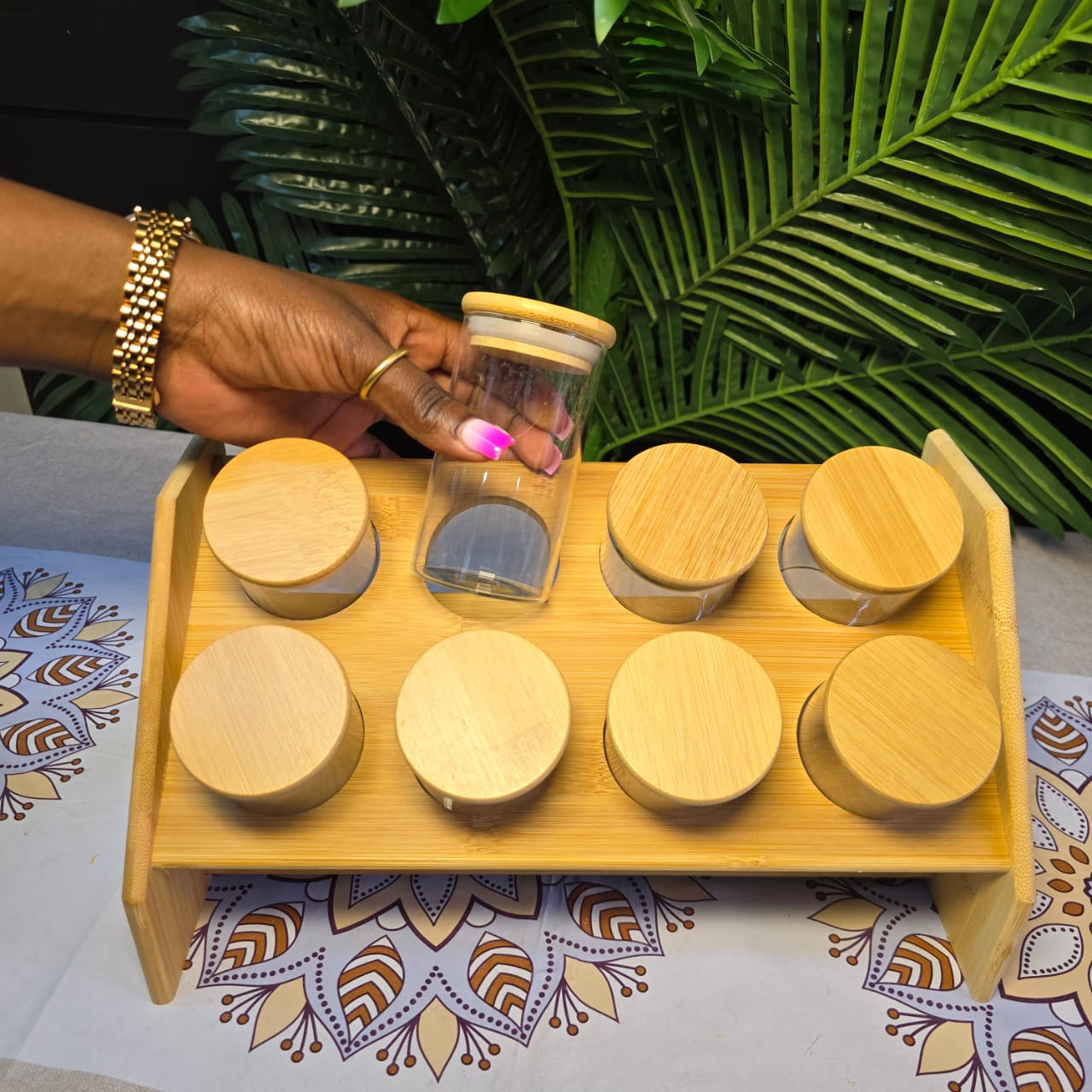 Spice jar set with Bamboo stand