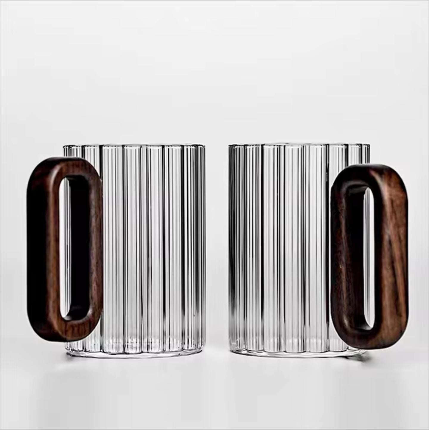 Borosilicate heat ribbed glass mugs