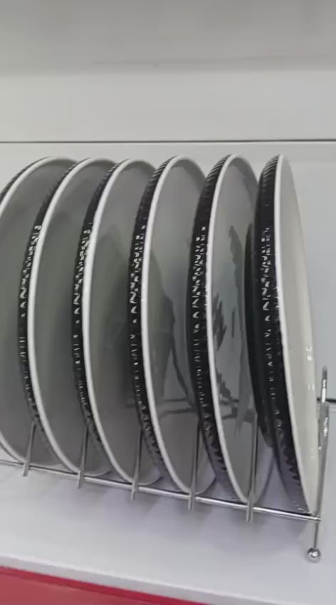 Black and white ceramic dinner plates