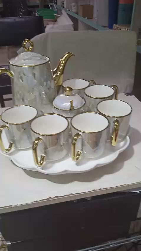 11pc Luxury Pearl Handle Tea Set