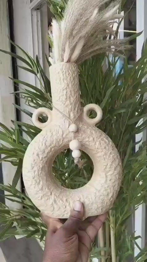 Donut Decorative Ceramic Vase With Bead Garland
