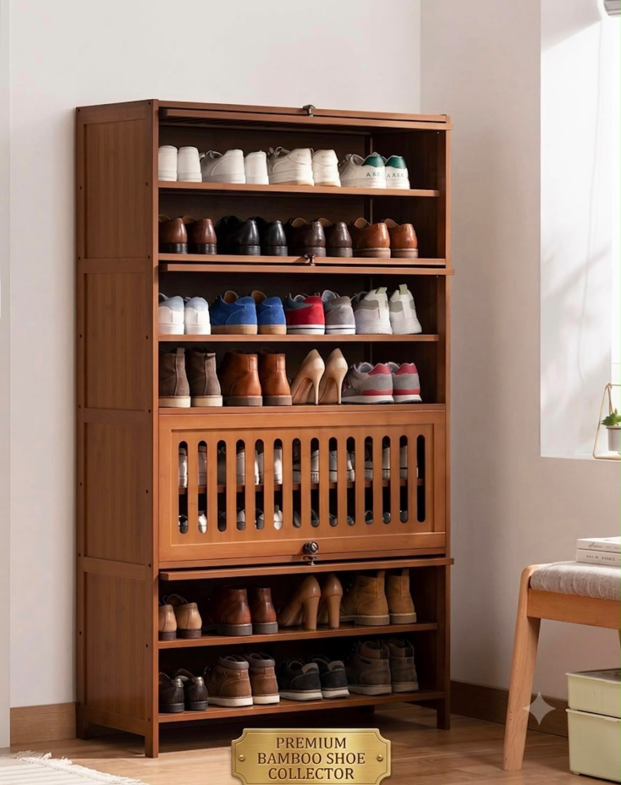 9Layer Bamboo Shoe Rack/Storage Cabinet