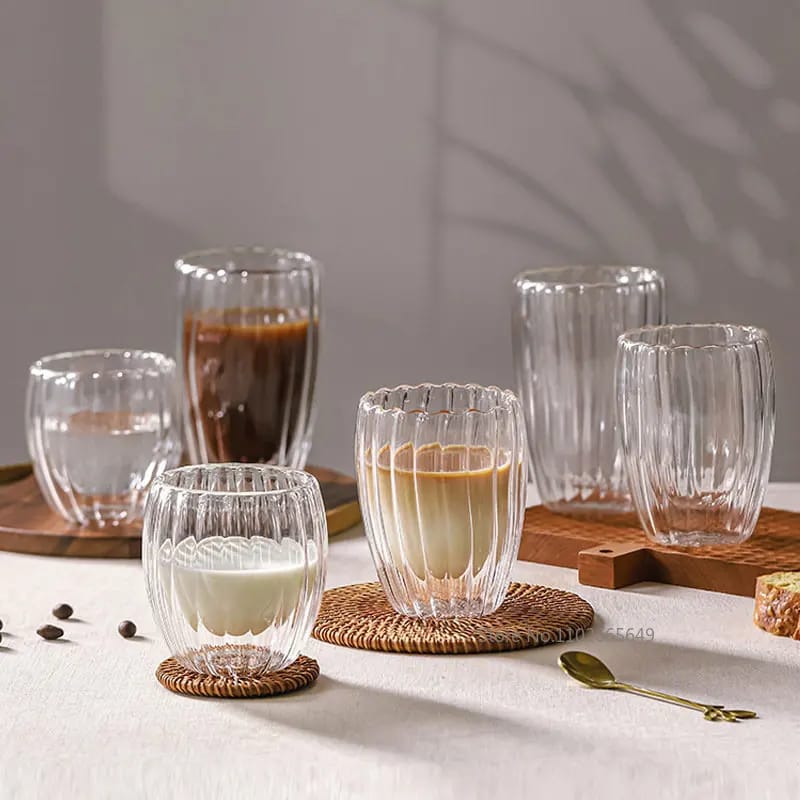 Stripe Double Wall  Glass Mug