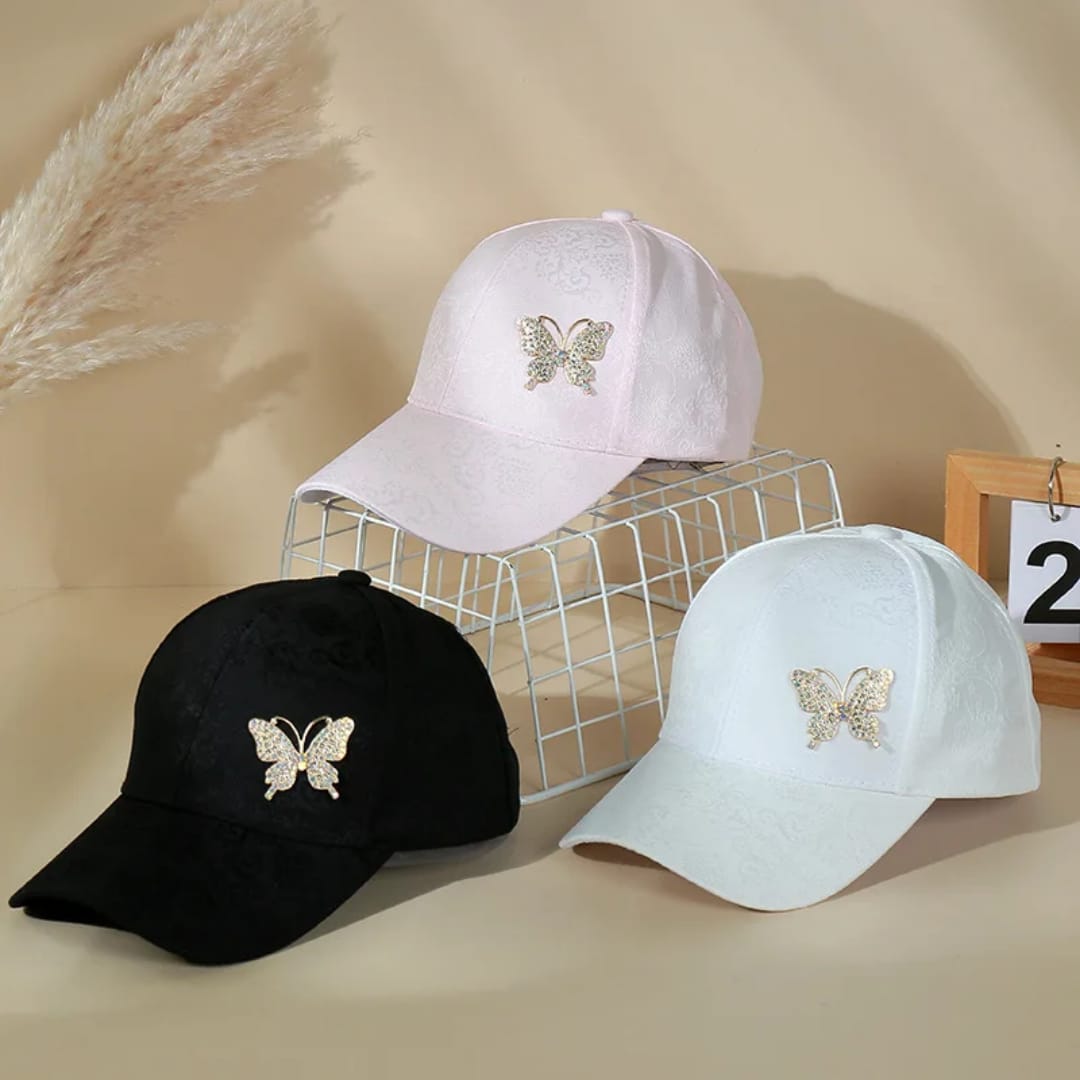 Fashionable Summer Women's Bucket Hat Butterfly Embellished