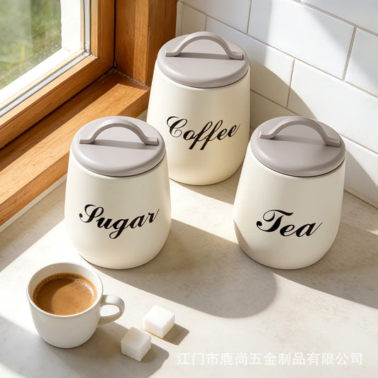 Rustic-style 3-piece kitchen storage canister set