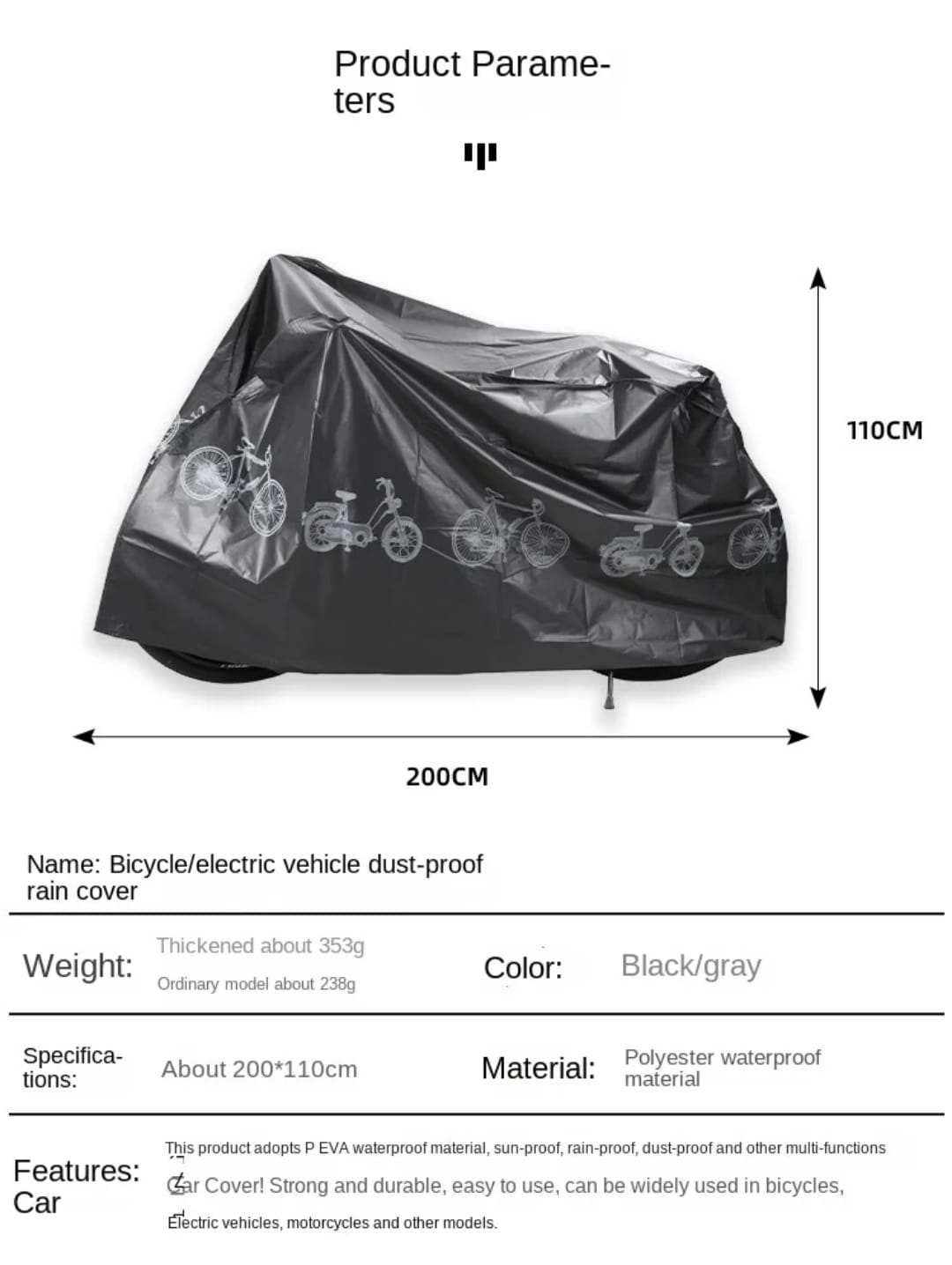 Waterproof Raincover Bike Cover Outdoor Sunshine Cover MTB  Case Cover Bike Gear Bike Accessories