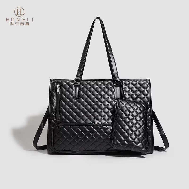Quilted Large Capacity 15.6” Business Laptop Tote Bag with Insulated Lunch Compartment