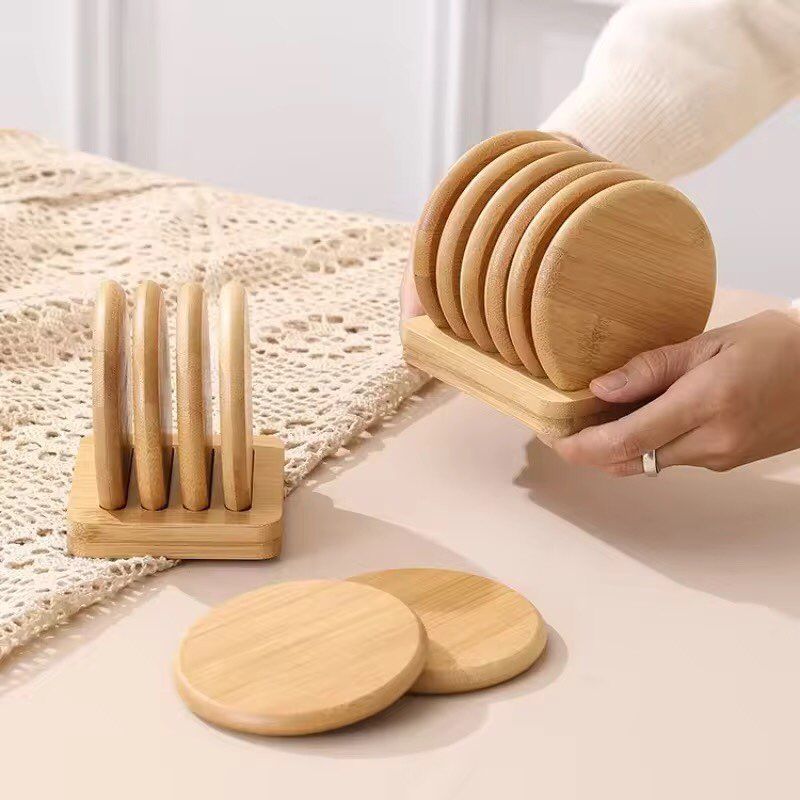 Eco-Friendly Heavy Duty Bamboo Coasters
6pcs bamboo coasters + 1 holder rack