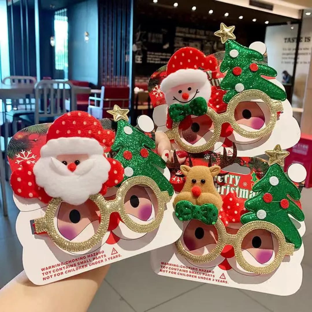 Christmas Glasses Frame, Santa Glasses, Christmas Party Decorations with Card