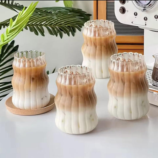 Ribbed glass tumblers