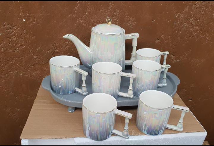 8pcs Elegant Tea set with ceramic tray