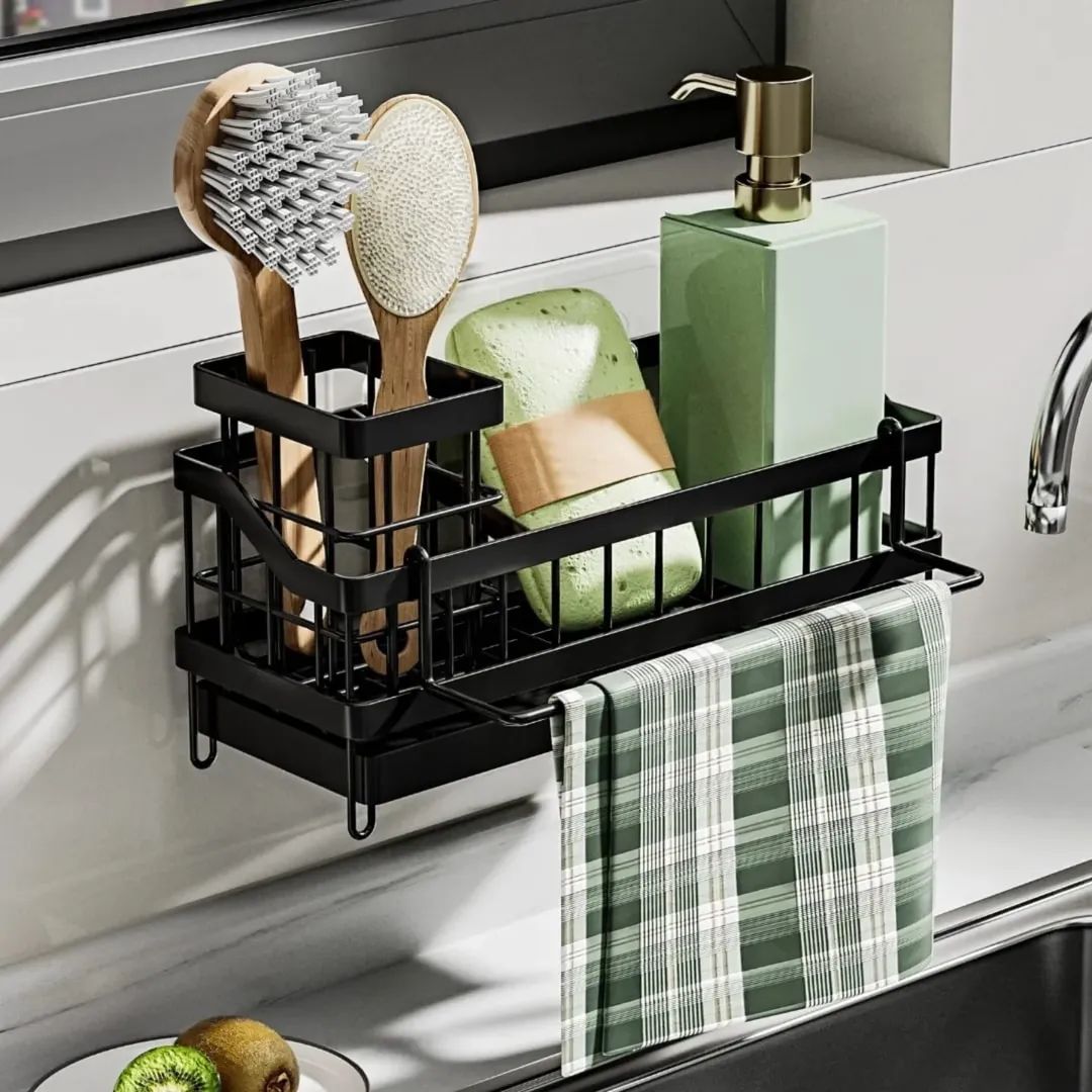 Sink Caddy with Water Draining Tray/Multifunctional Sink Sponge Detergent storage Rack