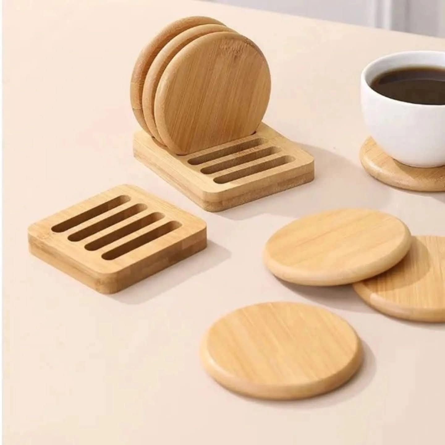 Eco-Friendly Heavy Duty Bamboo Coasters
6pcs bamboo coasters + 1 holder rack