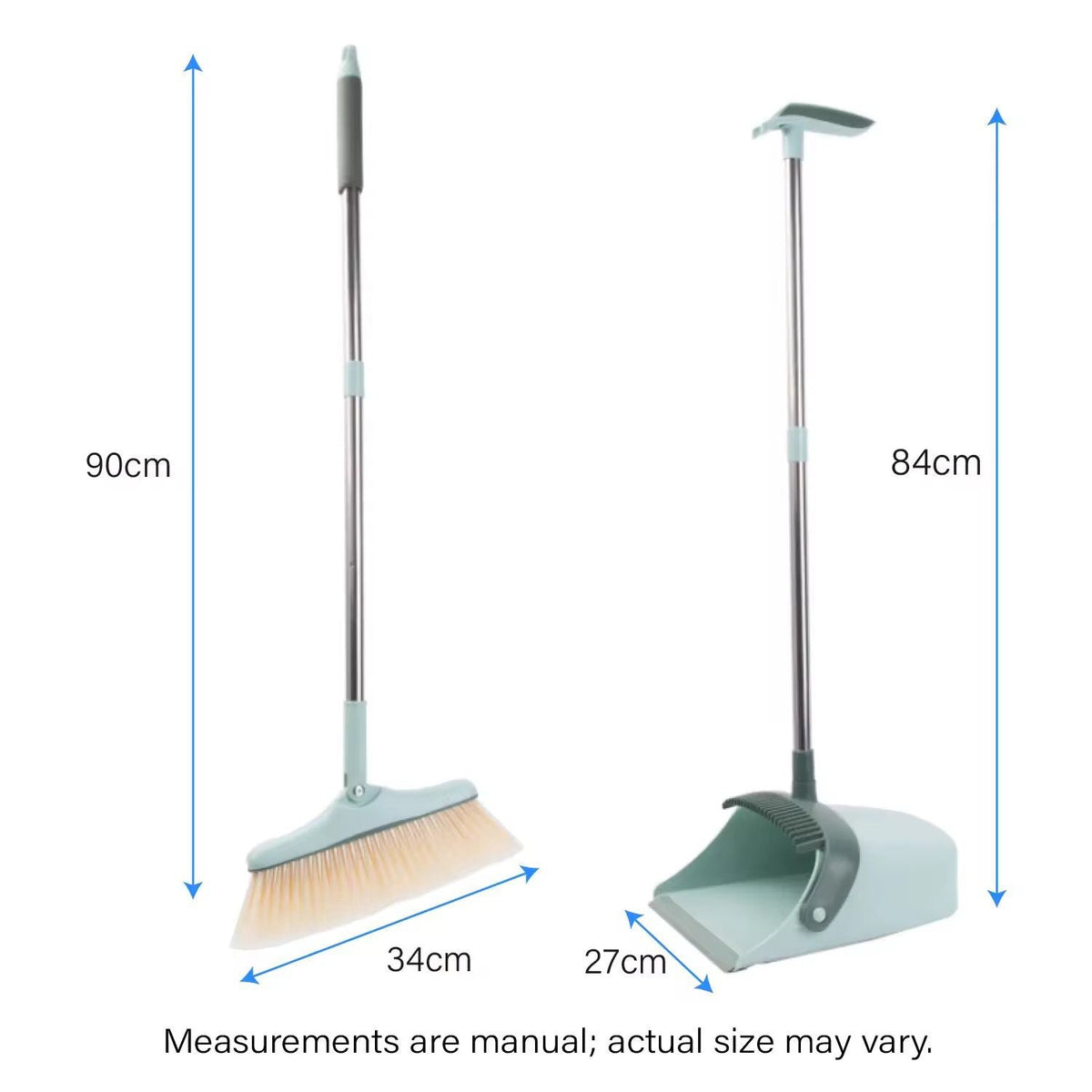 Broom and scoop folding dustpan set
