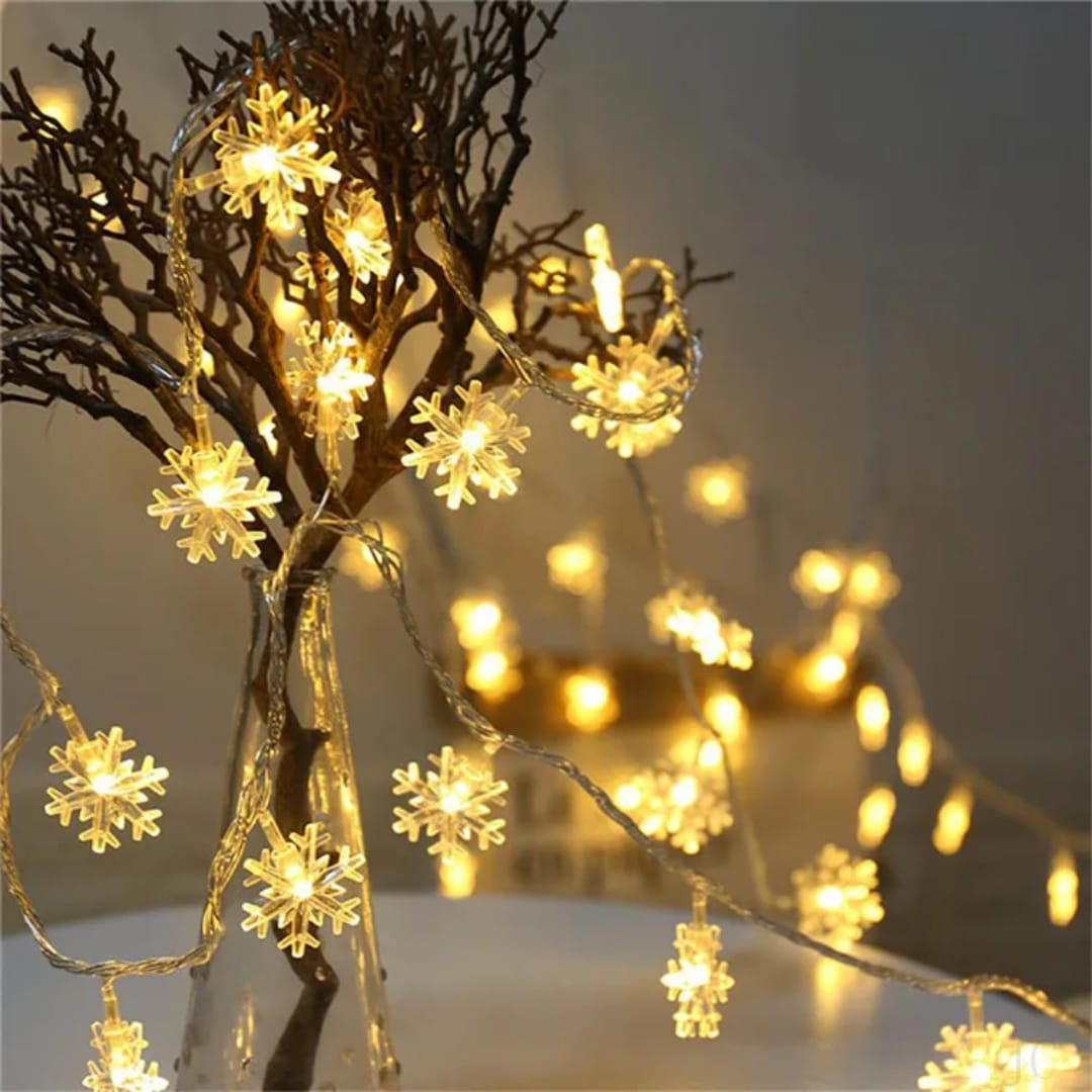 10M Led Snowflake Holiday Garland Curtain Lights