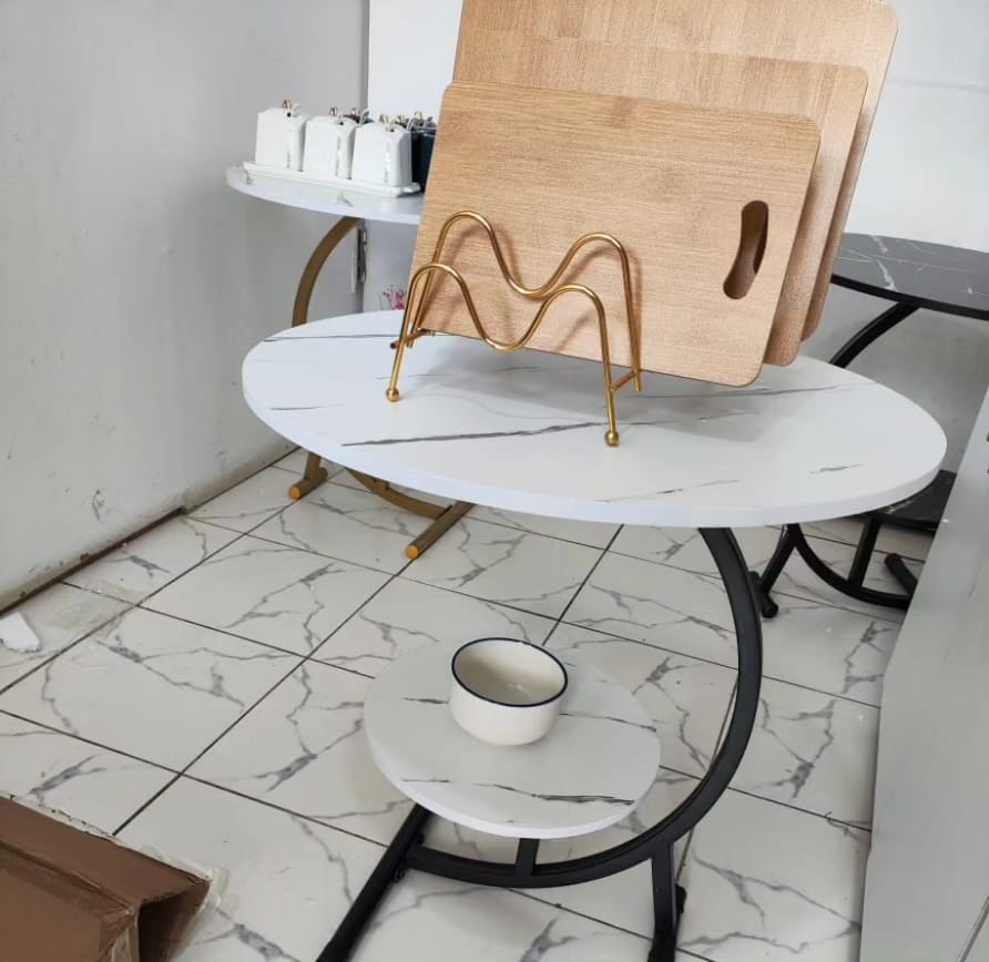 BIG Marble Textured Side Stool