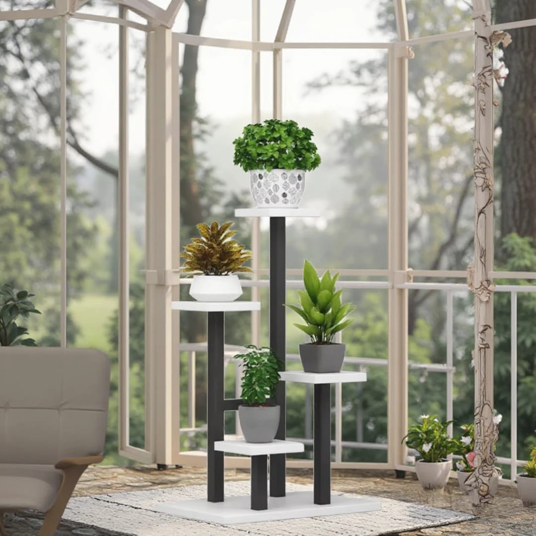 Multi layer wooden floral display rack