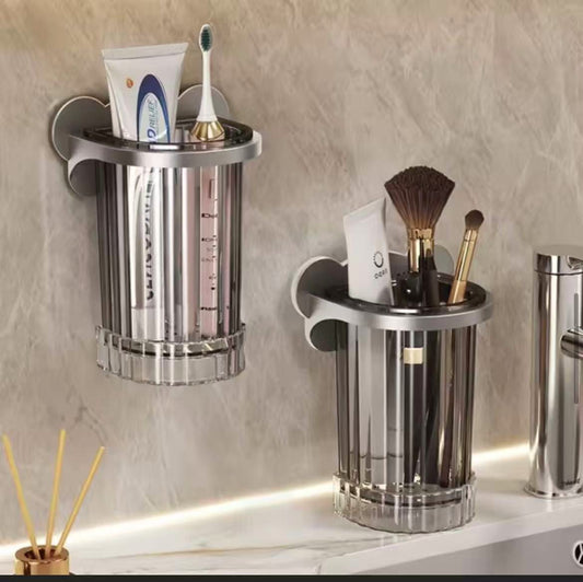 Wall Mount Toothbrush Holder & Bathroom Organizer