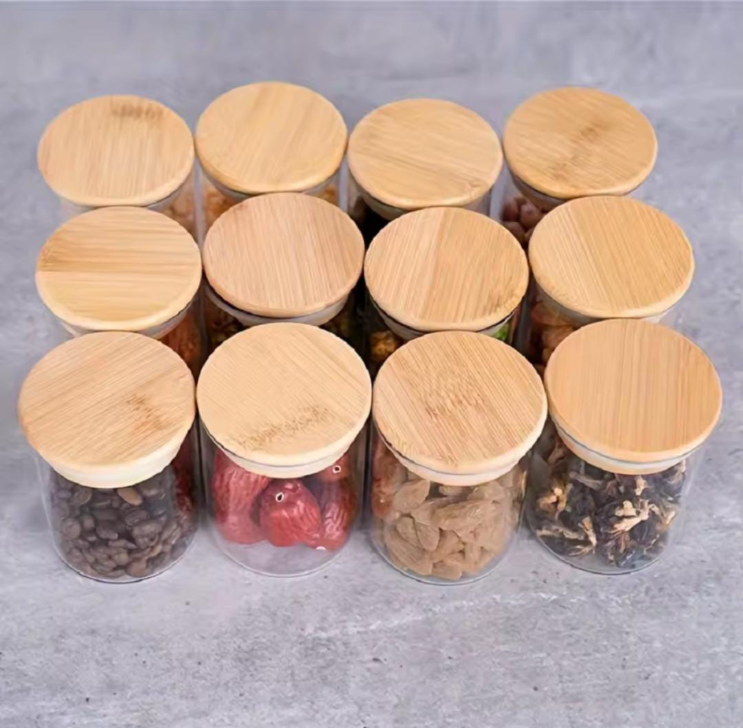 12pcs Borosilicate glass spice jars with sticker and pen