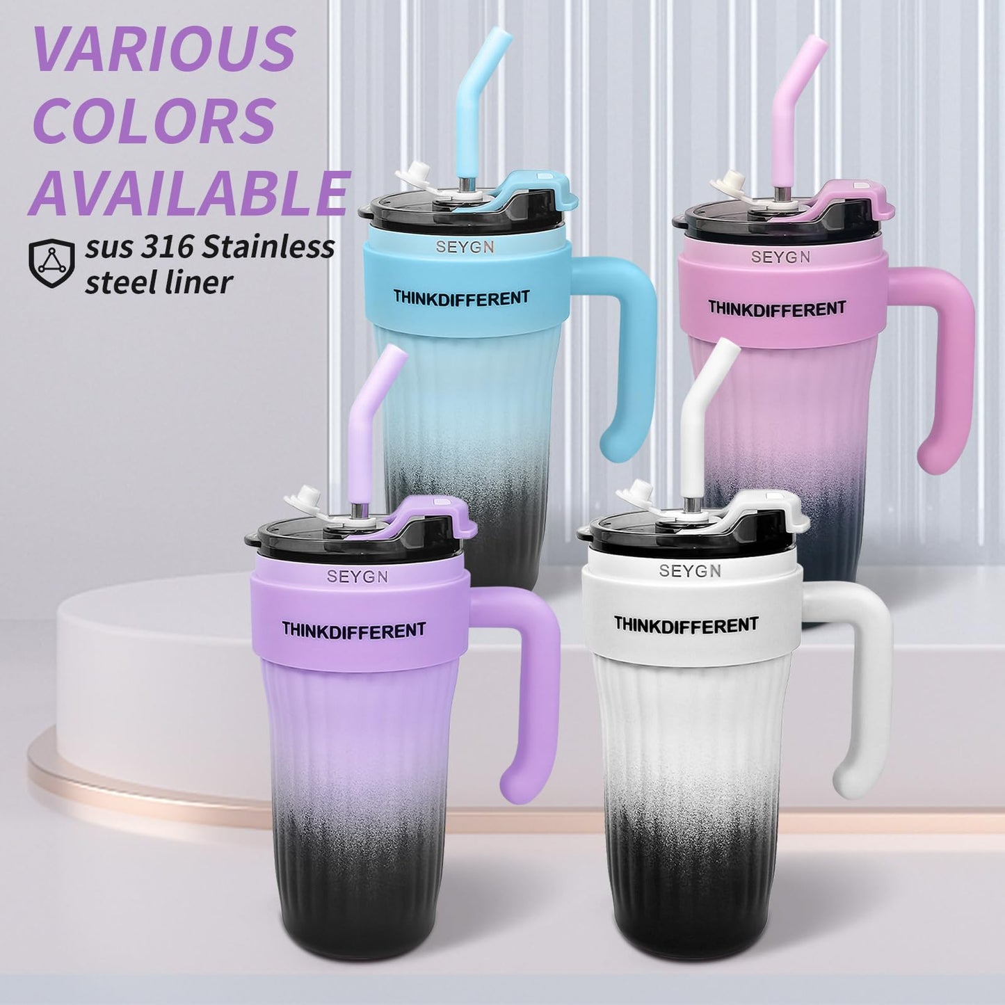 860ml Insulated Tumbler with Handle |Spill Proof| Coffee cup Travel Car Thermos Cup,hot and cold vacuum  flask ,Water Bottle for Sport,Office,Ice Drink,Hot Beverage