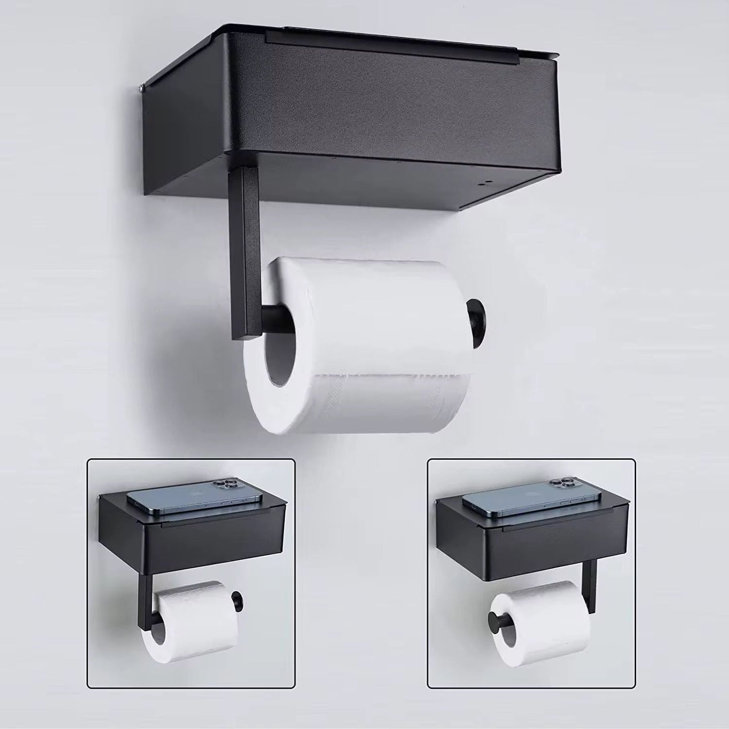 Stainless steel roll paper rack/ Tissue holder/ Toilet paper holder with storage box